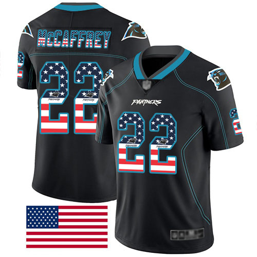 Carolina Panthers Limited Black Men Christian McCaffrey Jersey NFL Football #22 Rush USA Flag->carolina panthers->NFL Jersey